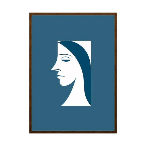 Blue Profile – Minimalist Woman Silhouette Print