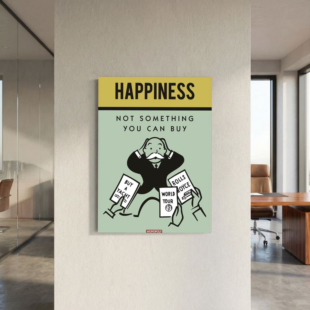 Unbought Joy retro happiness quote print, product view 9.