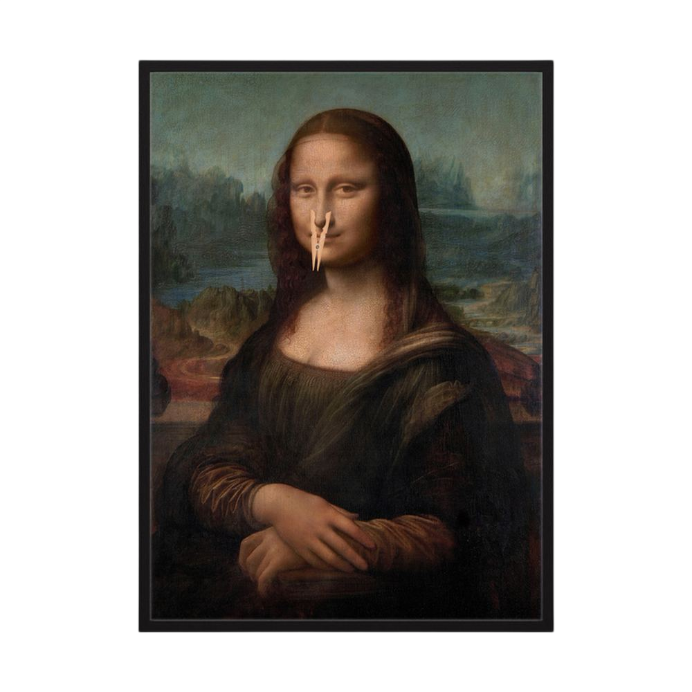 Mona's Secret funny Mona Lisa parody wall print, product view 3.