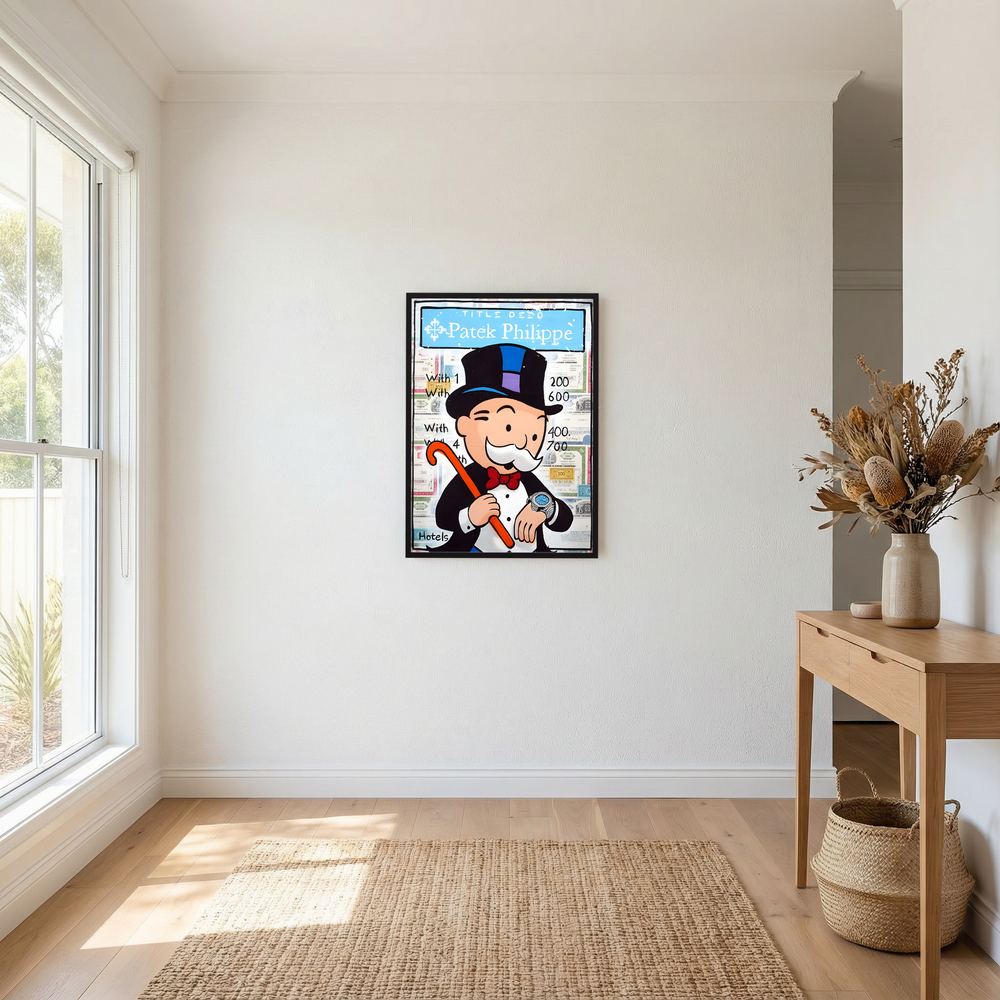 Time Is Wealth pop art wealth collage print, product view 7.