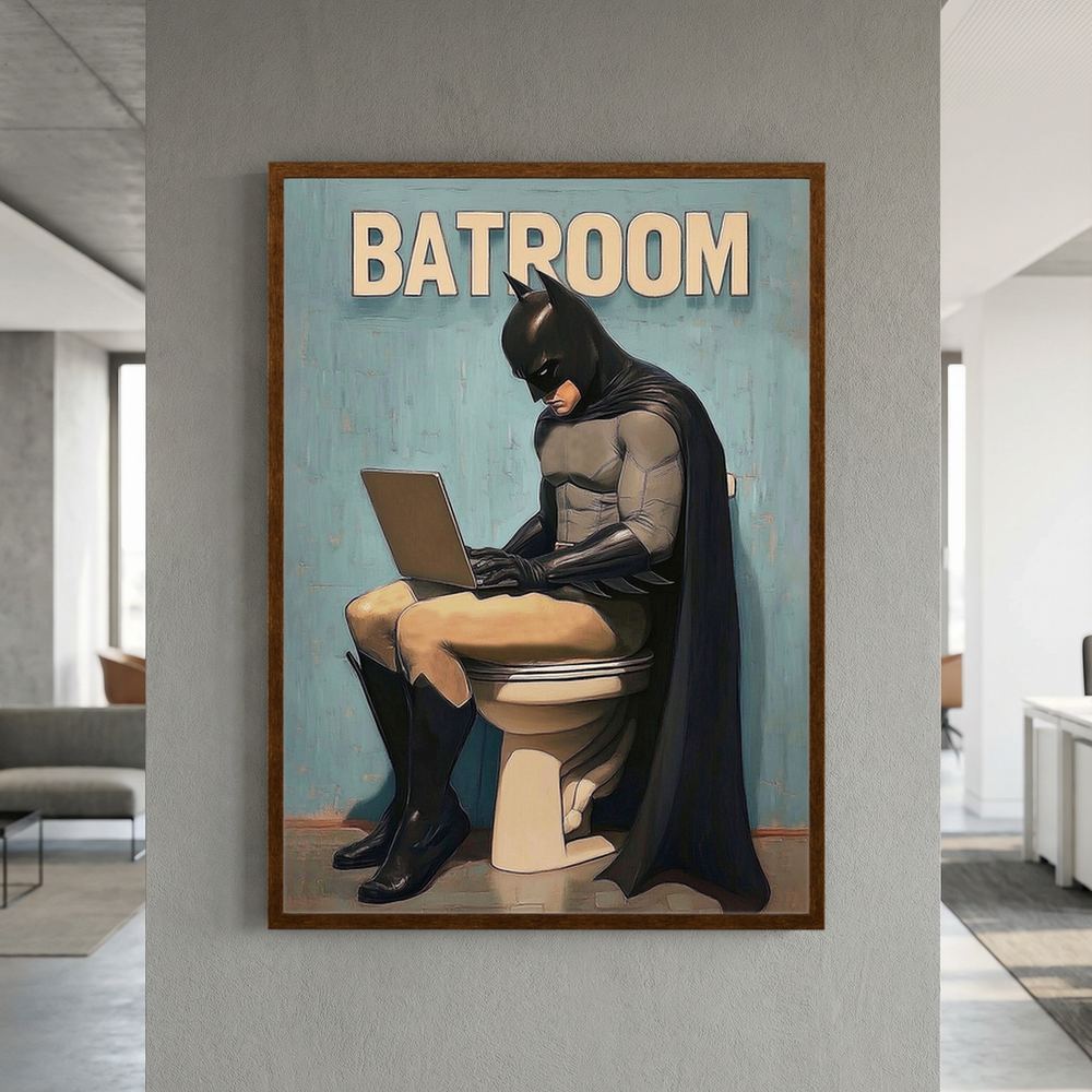 Batroom Break funny superhero bathroom print, product view 7.