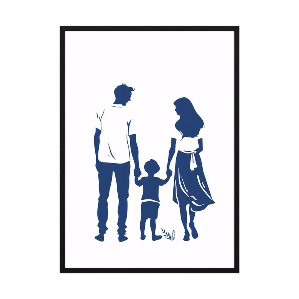 Together – Navy Family Silhouette Print