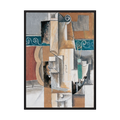 Layered cubist fragments in teal, terracotta, grey and cream include architectural blocks and curling motifs, shown in product view 3.