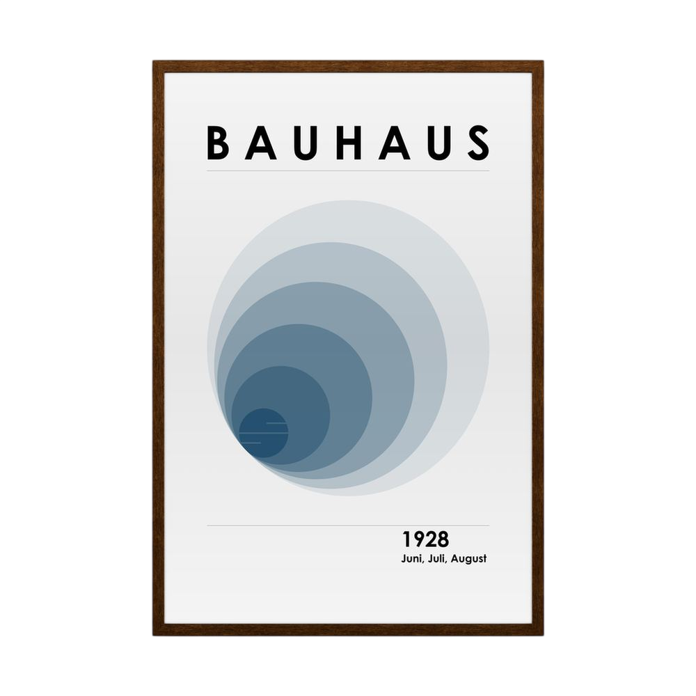 Quiet Orbit blue Bauhaus circle art print, product view 2.