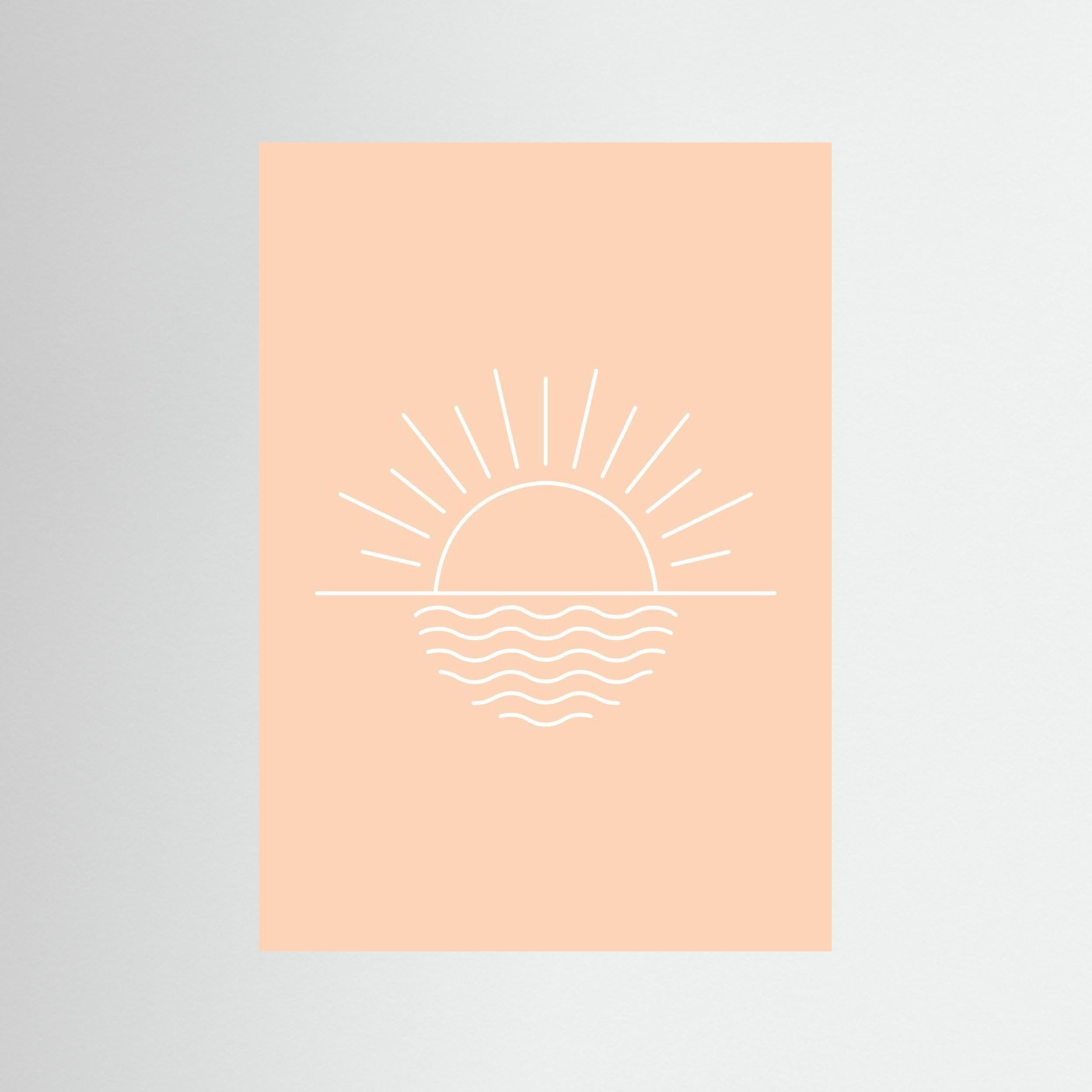 Minimal Sunrise Over Waves