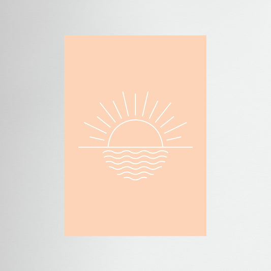 Minimal Sunrise Over Waves