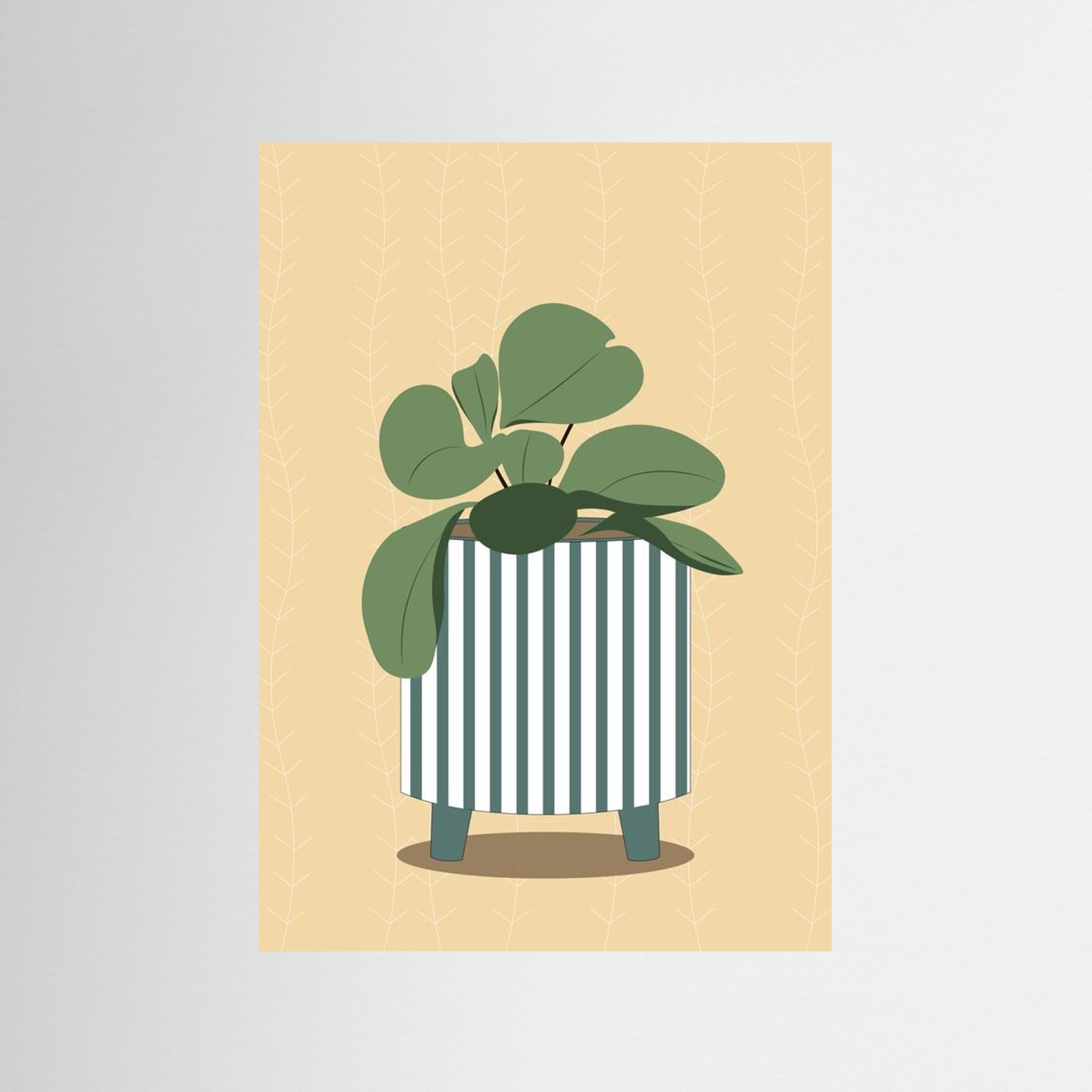 Striped Plant Pot Illustration