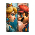 Colourful gaming character face-off artwork, shown unframed.