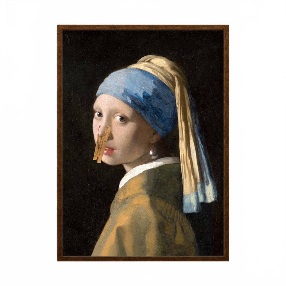 Peg with a Pearl humorous classical portrait parody print, product view 2.