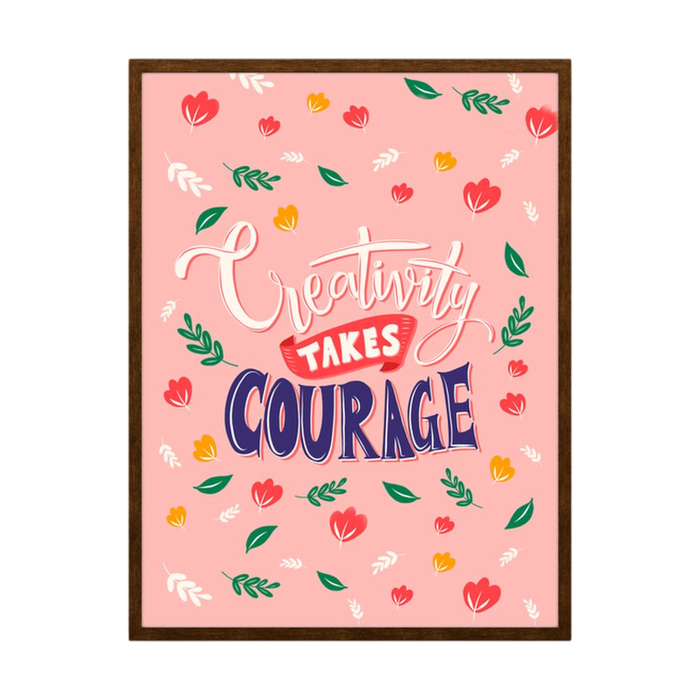 Courage to Create pink creative quote wall art print, product view 2.