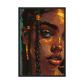 Golden Gaze Black woman portrait wall art print, product view 3.