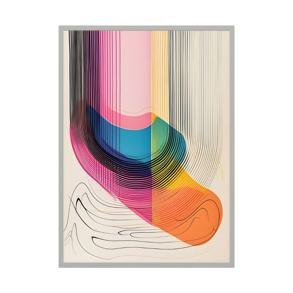 Chromatic Current colourful abstract line art print, product view 4.