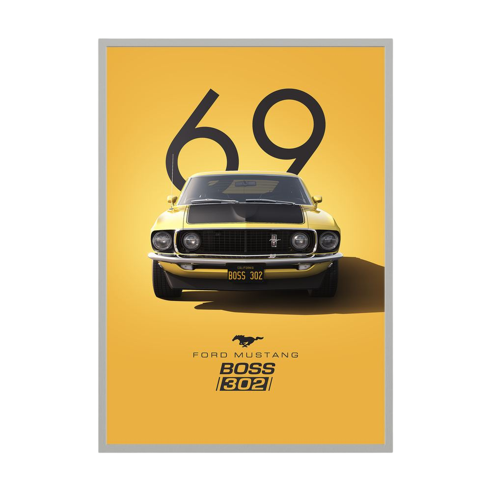 Golden Boss yellow classic muscle car poster, product view 4.