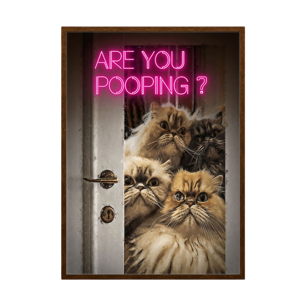 Curious Company funny cat bathroom wall print, product view 2.