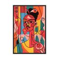 Coral Geometry colourful cubist woman portrait print, product view 3.