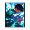 Electric Strike blue energy anime martial arts print, product view 3.