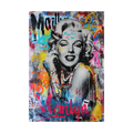 Colourful pop art female portrait with urban-style layers, shown unframed.