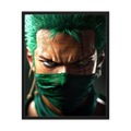 Emerald Focus green anime swordsman portrait print, product view 3.