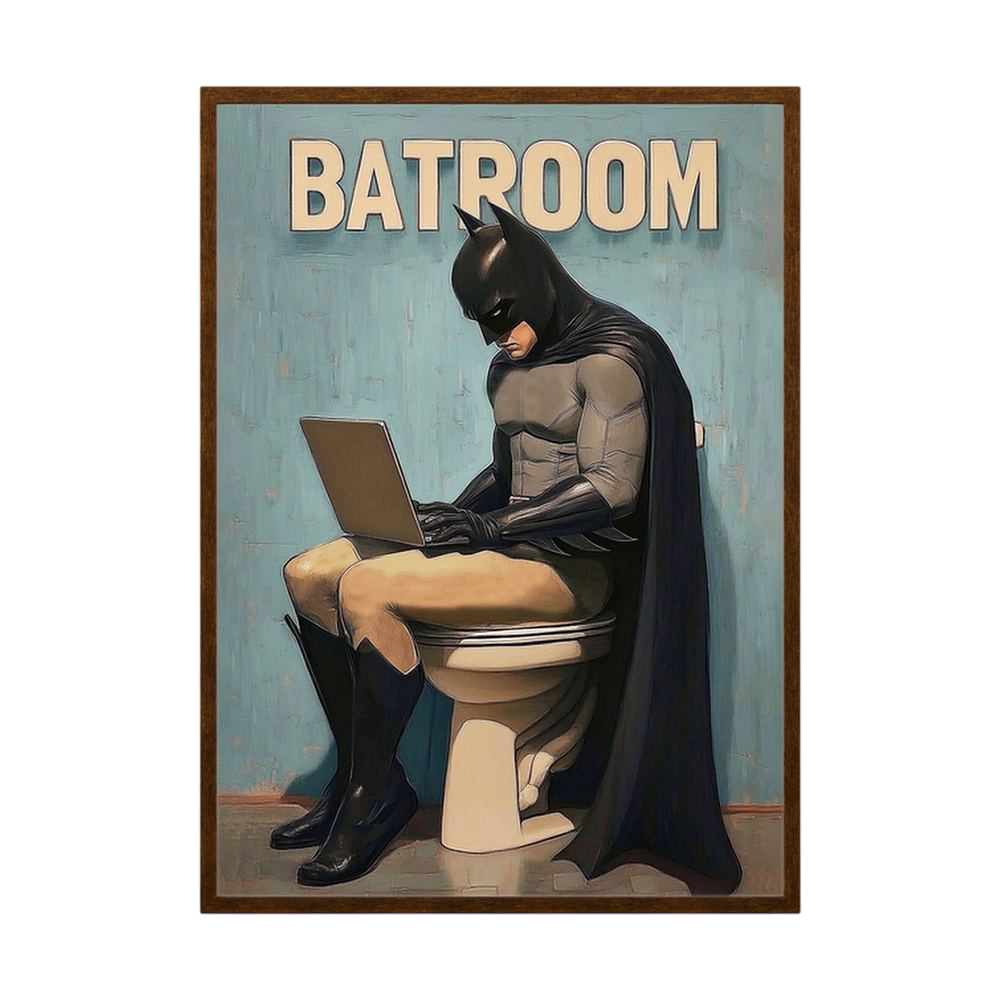 Batroom Break funny superhero bathroom print, product view 2.