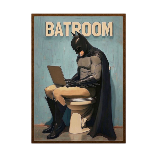 Batroom Break funny superhero bathroom print, product view 2.