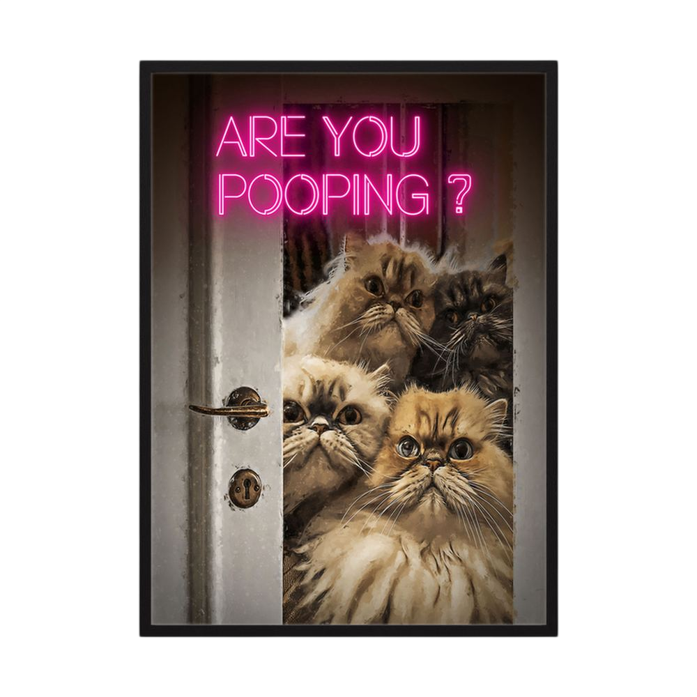 Curious Company funny cat bathroom wall print, product view 3.