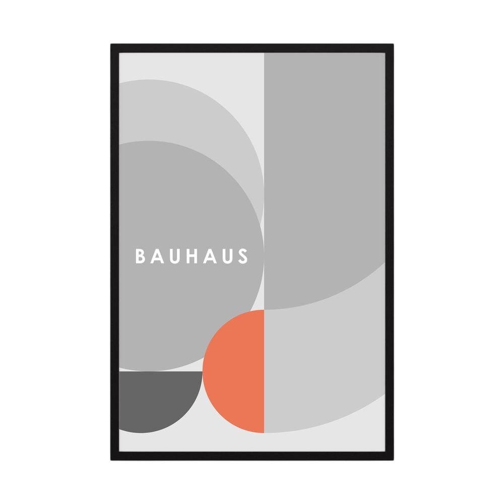 Coral Balance grey and coral Bauhaus print, product view 3.