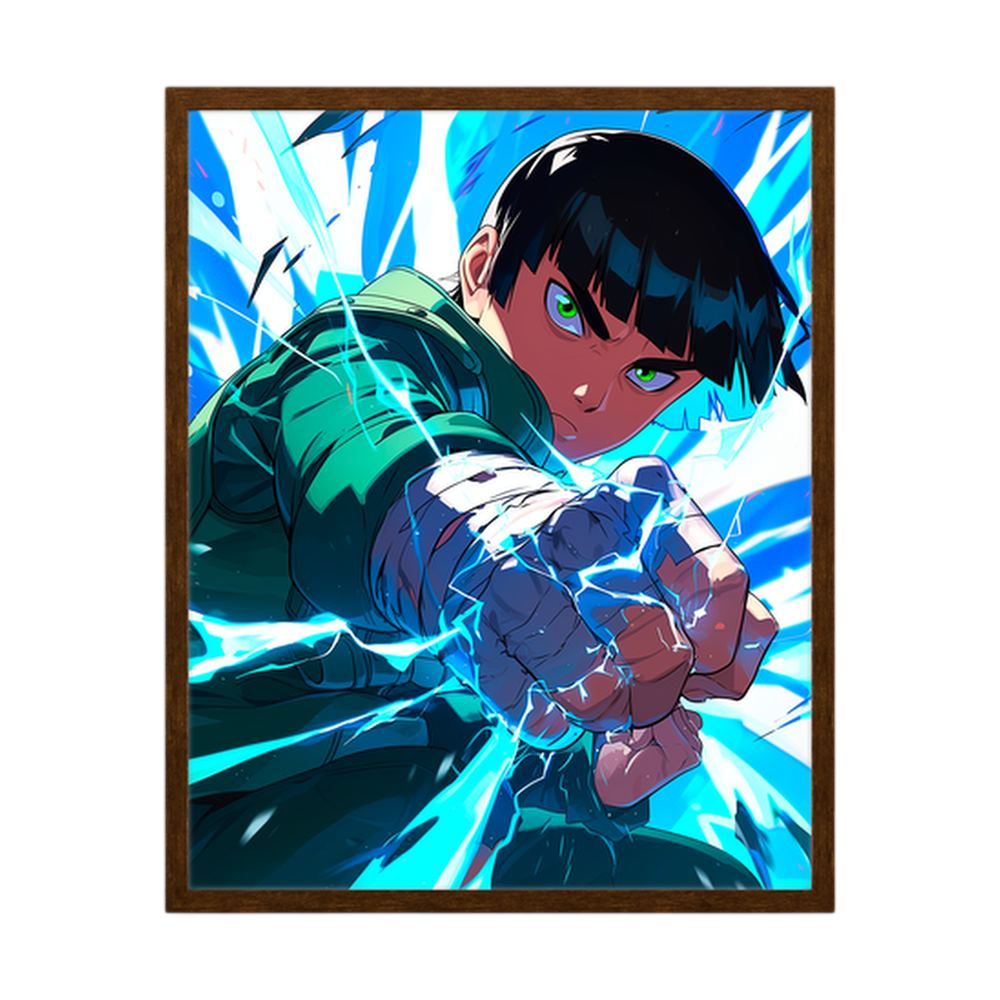 Electric Strike blue energy anime martial arts print, product view 2.