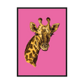 Giraffe in Pink pink giraffe art print, product view 3.
