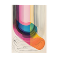 Flowing multicolour abstract ribbons with fine black contour lines.