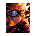 Intense orange-lit anime ninja portrait.