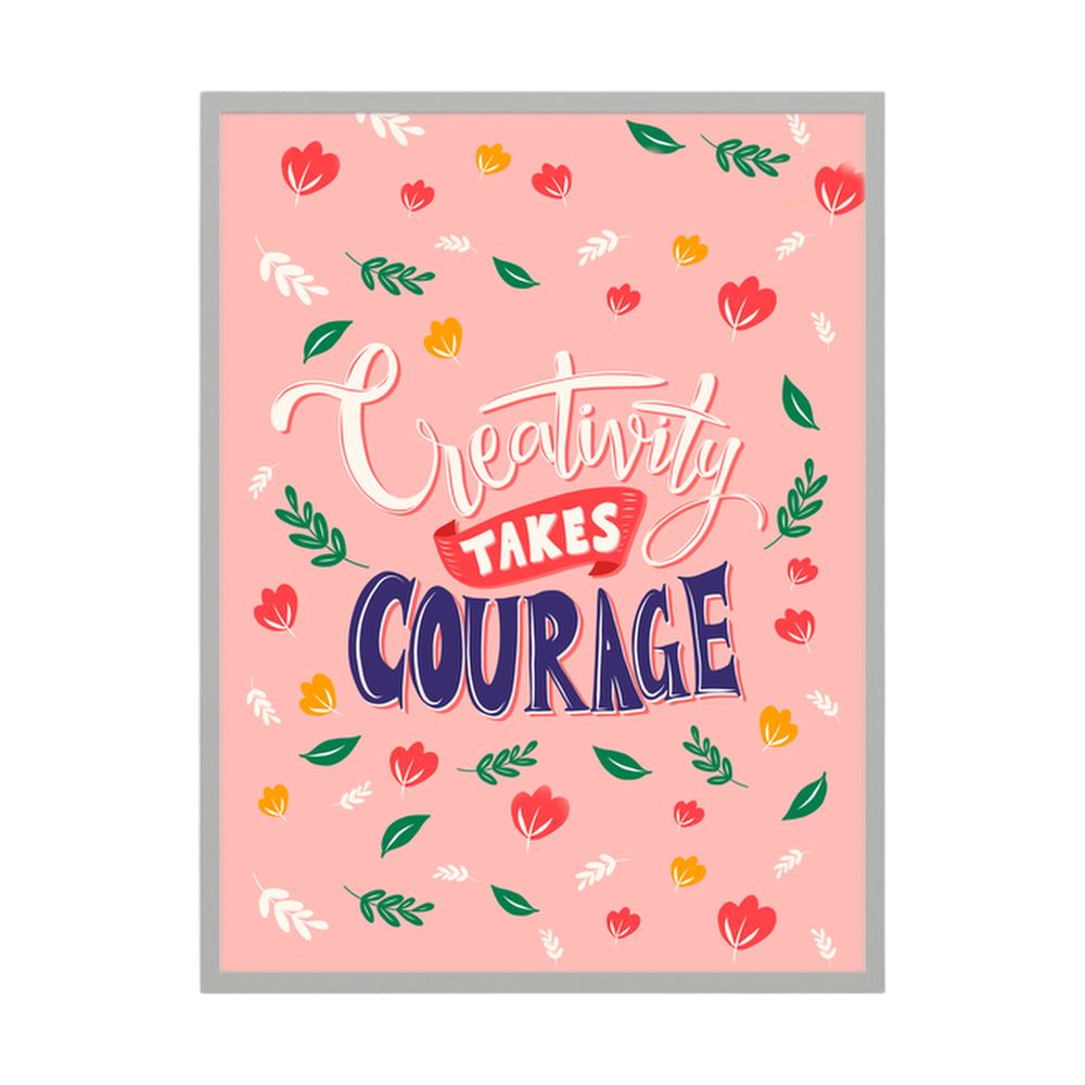 Courage to Create pink creative quote wall art print, product view 5.