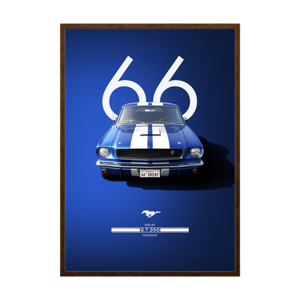 Blue Fastback blue classic muscle car poster, product view 2.