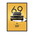 Golden Boss yellow classic muscle car poster, product view 3.