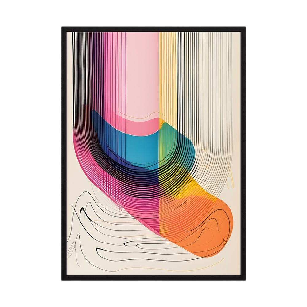 Chromatic Current colourful abstract line art print, product view 3.