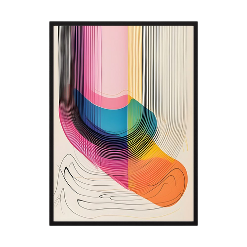 Chromatic Current colourful abstract line art print, product view 3.