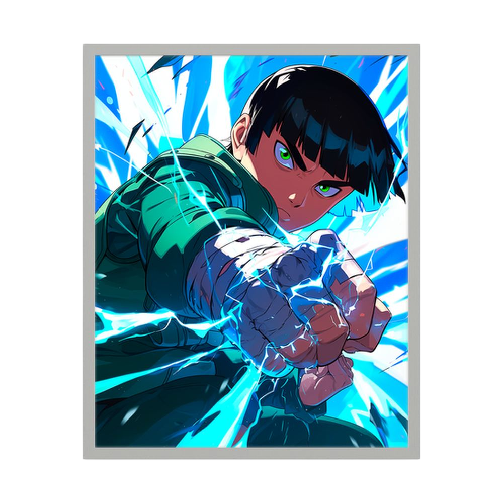 Electric Strike blue energy anime martial arts print, product view 4.