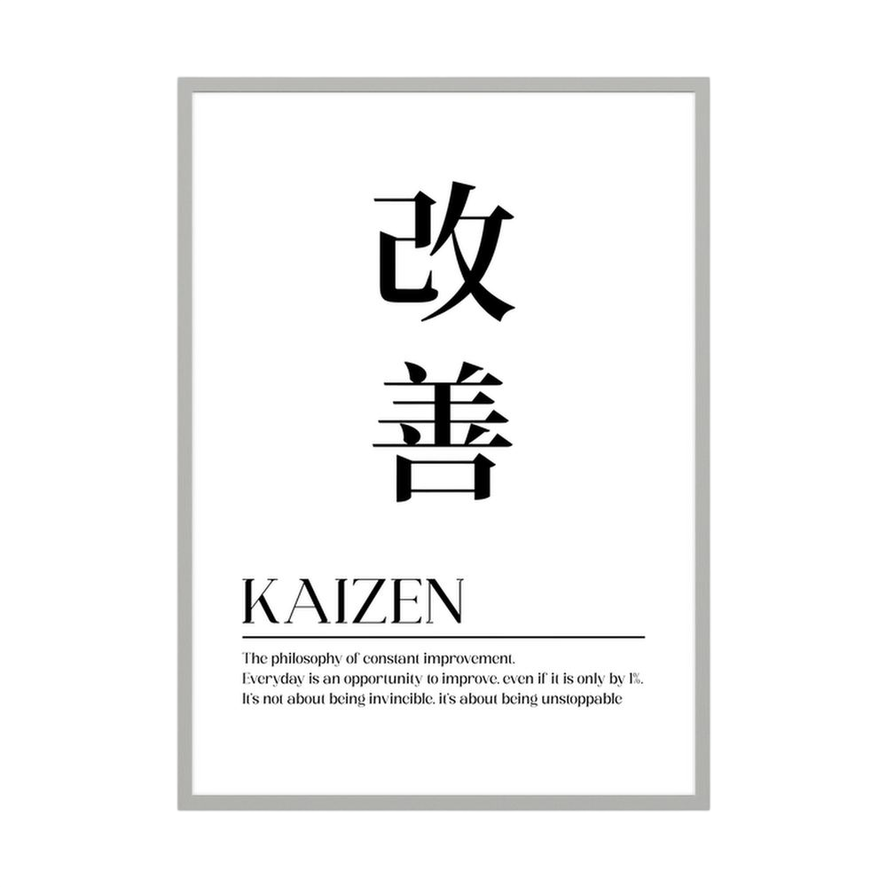 Constant Improvement minimalist Kaizen typography print, product view 4.