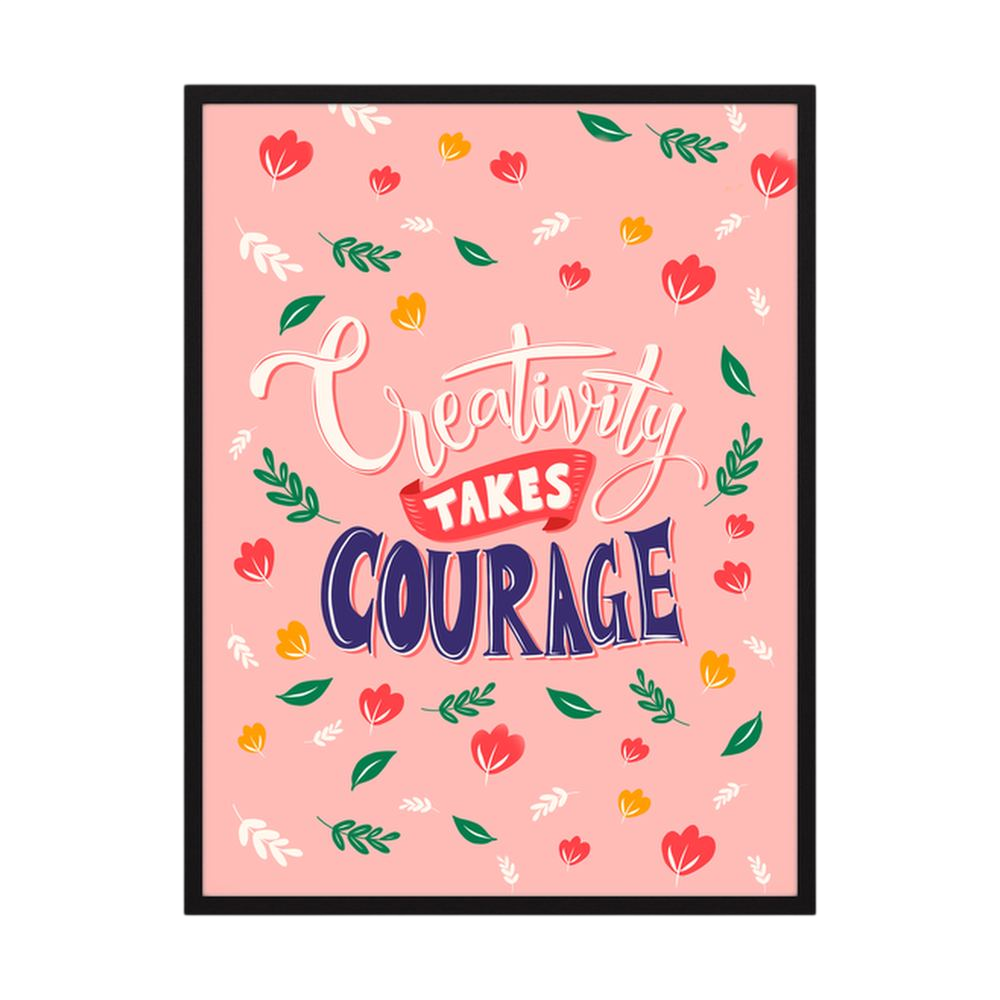 Courage to Create pink creative quote wall art print, product view 3.
