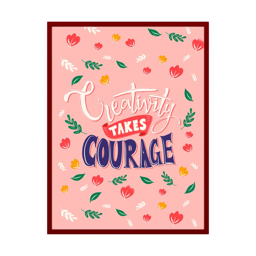 Courage to Create pink creative quote wall art print, product view 4.