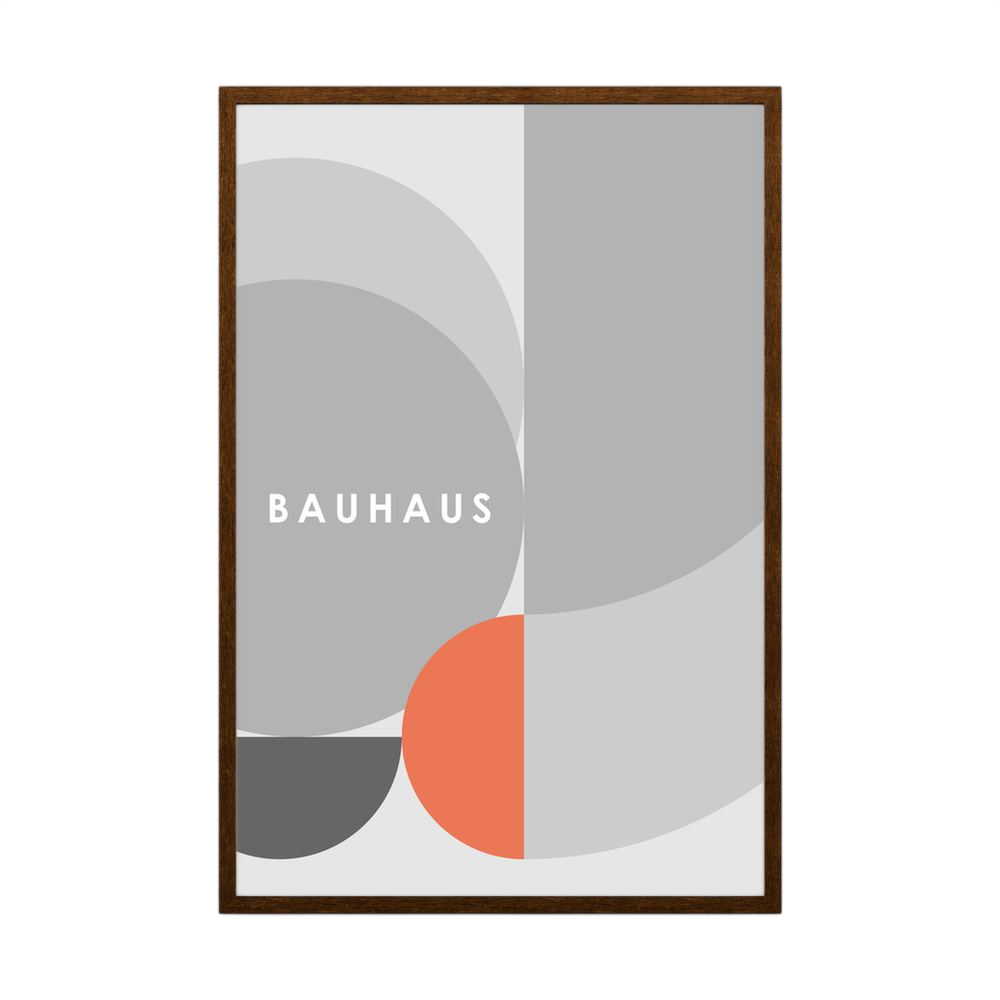 Coral Balance grey and coral Bauhaus print, product view 2.