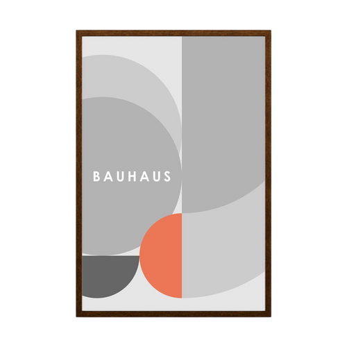 Coral Balance grey and coral Bauhaus print, product view 2.