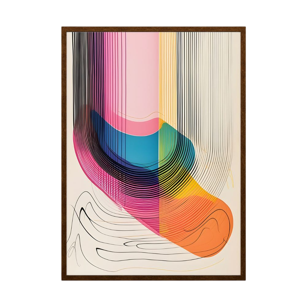 Chromatic Current colourful abstract line art print, product view 2.