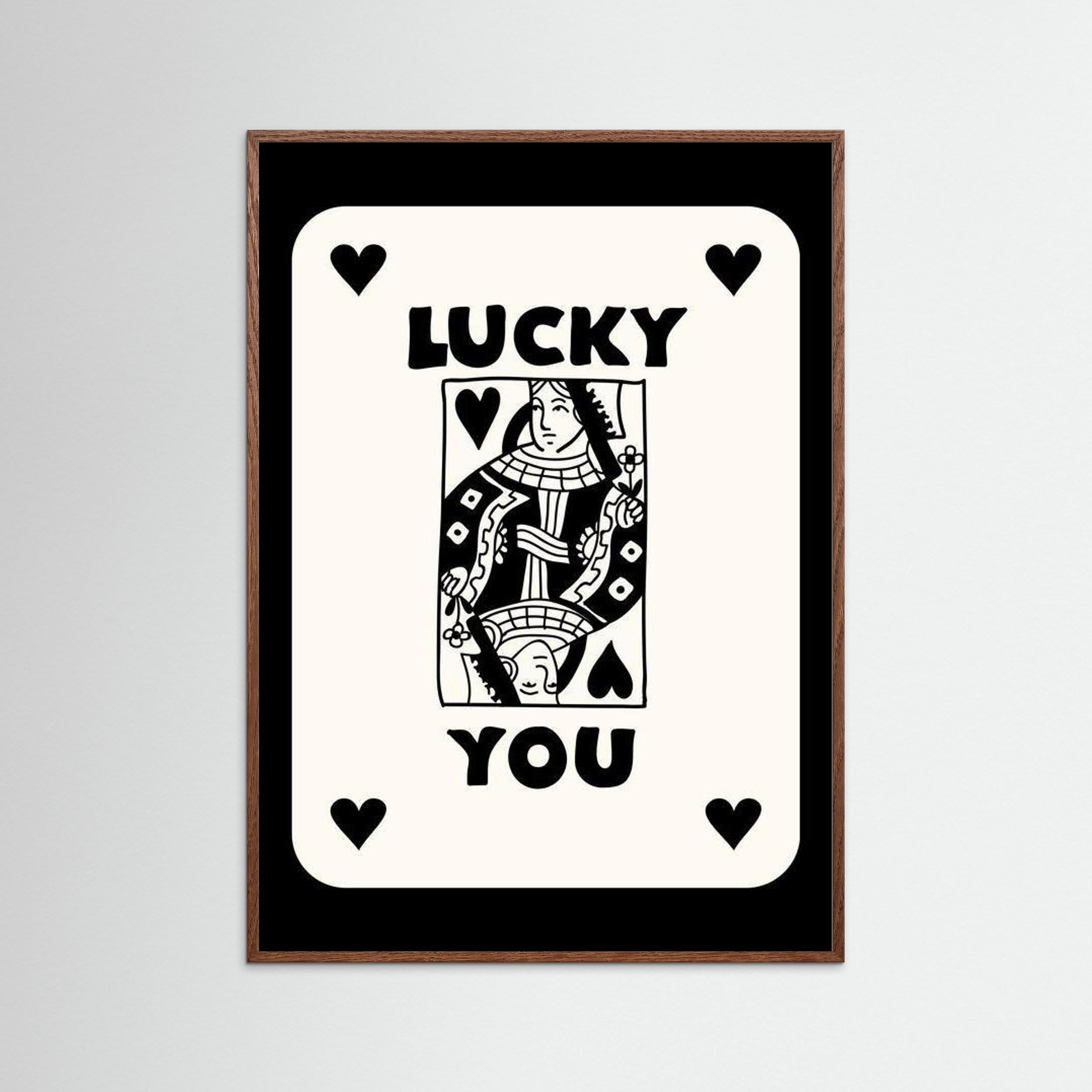 “Lucky You” Black Hearts Playing Card