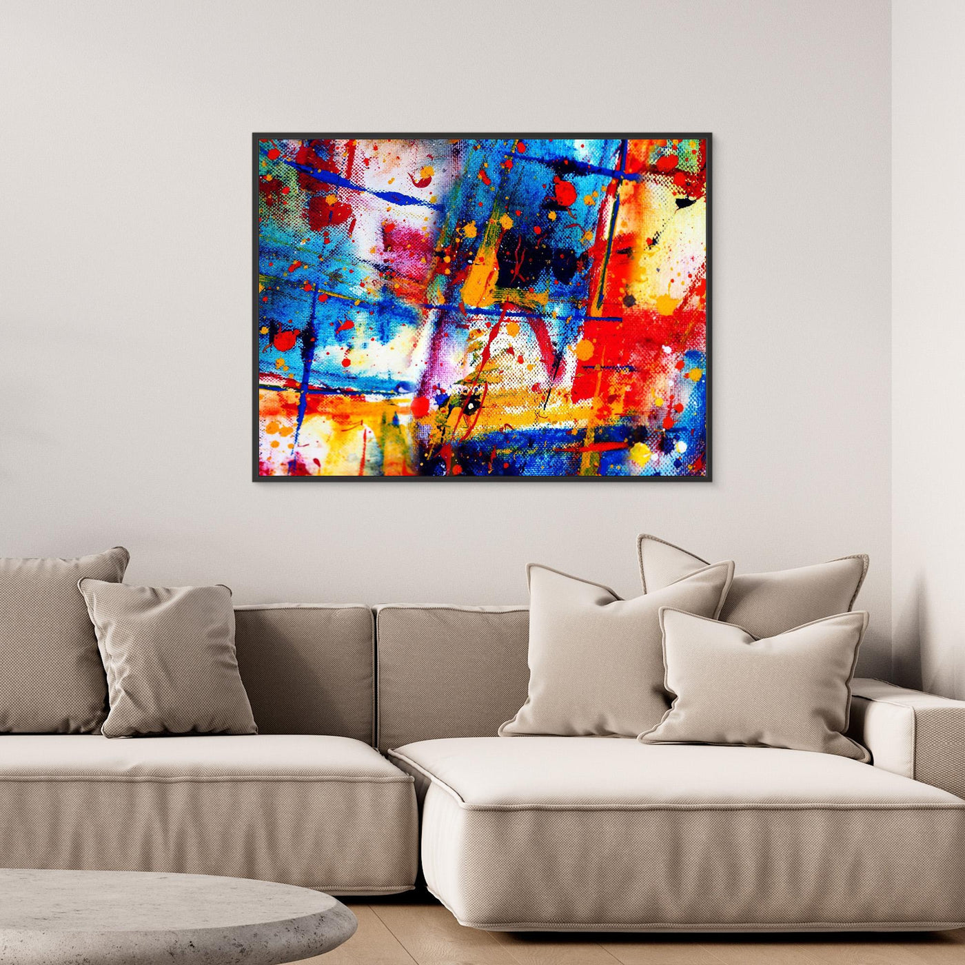 Artistic Chaos | Splash of Colors Abstract Framed Canvas Masterpiece