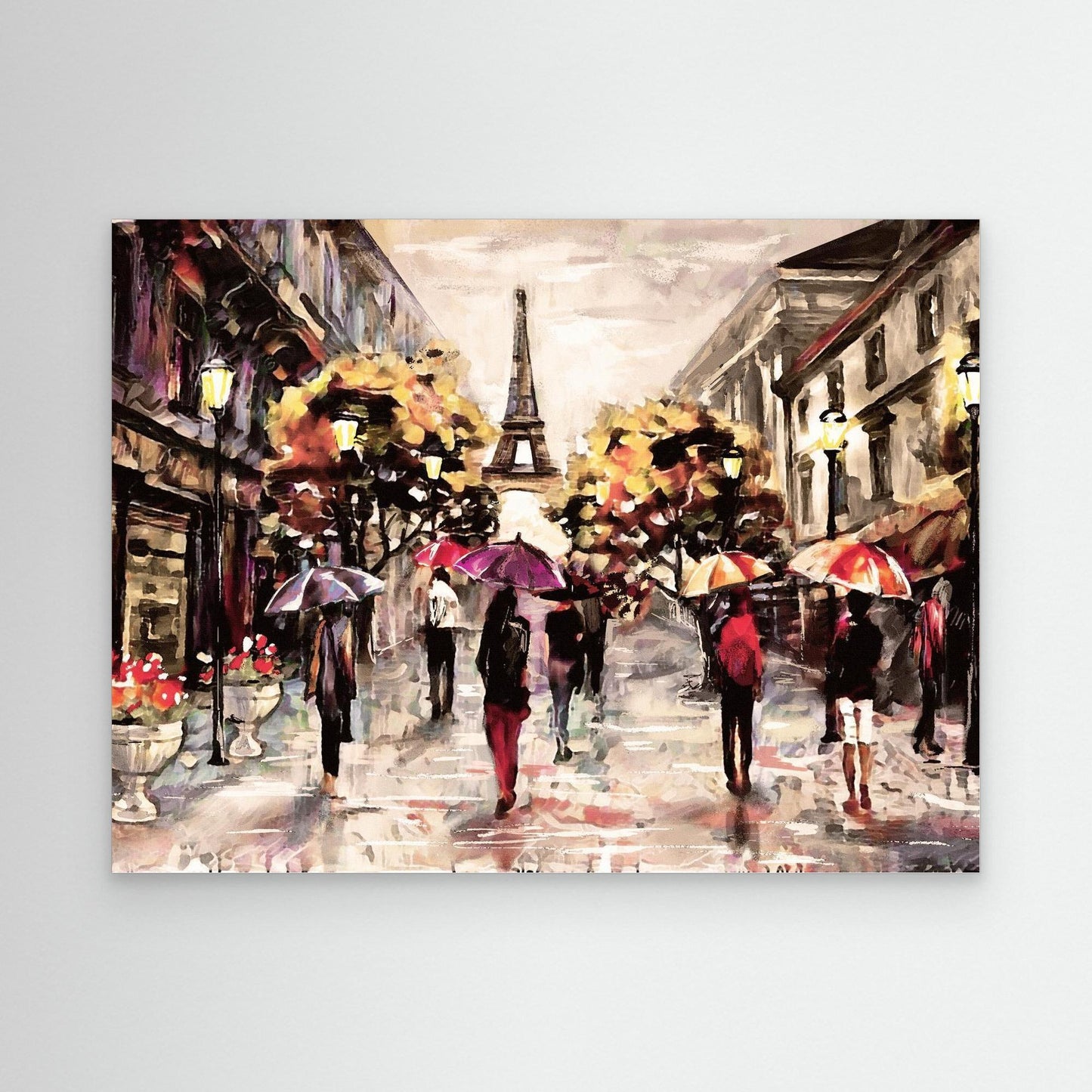 Parisian Streetscape | Rain-Drenched Romance Framed Canvas Art