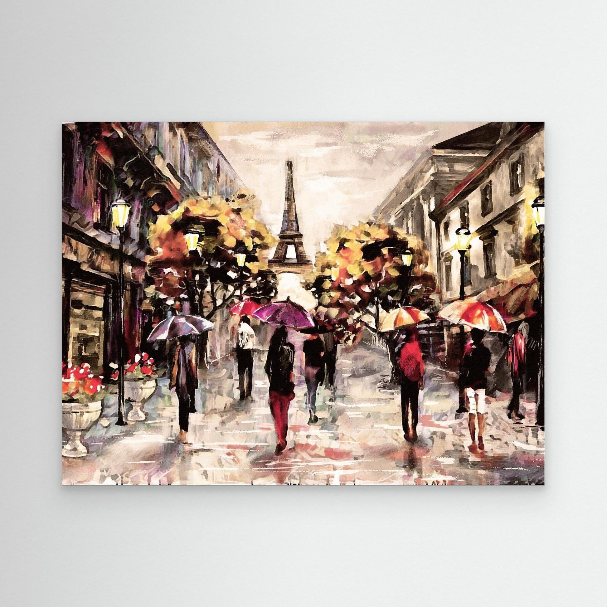 Parisian Streetscape | Rain-Drenched Romance Framed Canvas Art