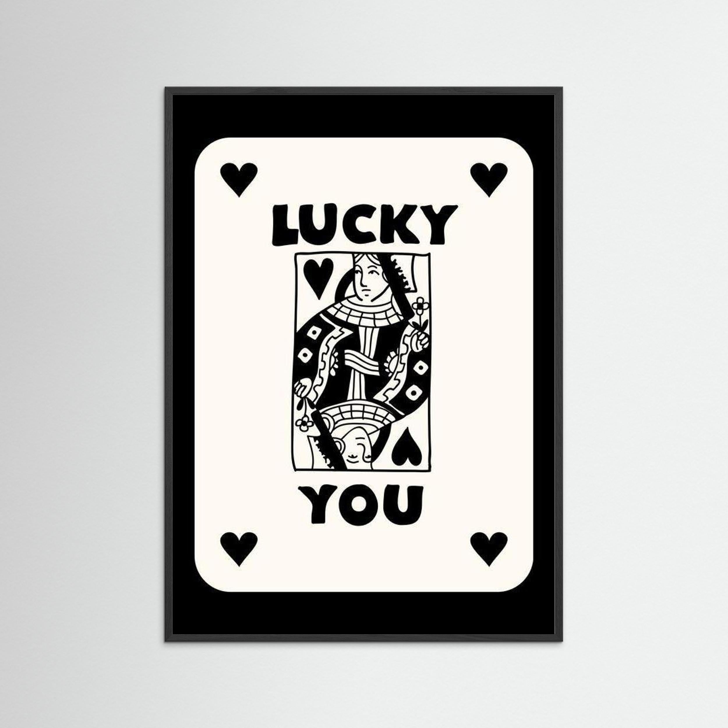 “Lucky You” Black Hearts Playing Card