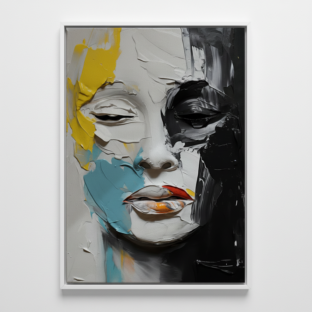 Duality Unveiled | Fierce Colour Clash Portrait Framed Wall Canvas