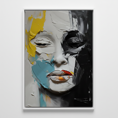 Duality Unveiled | Fierce Colour Clash Portrait Framed Wall Canvas