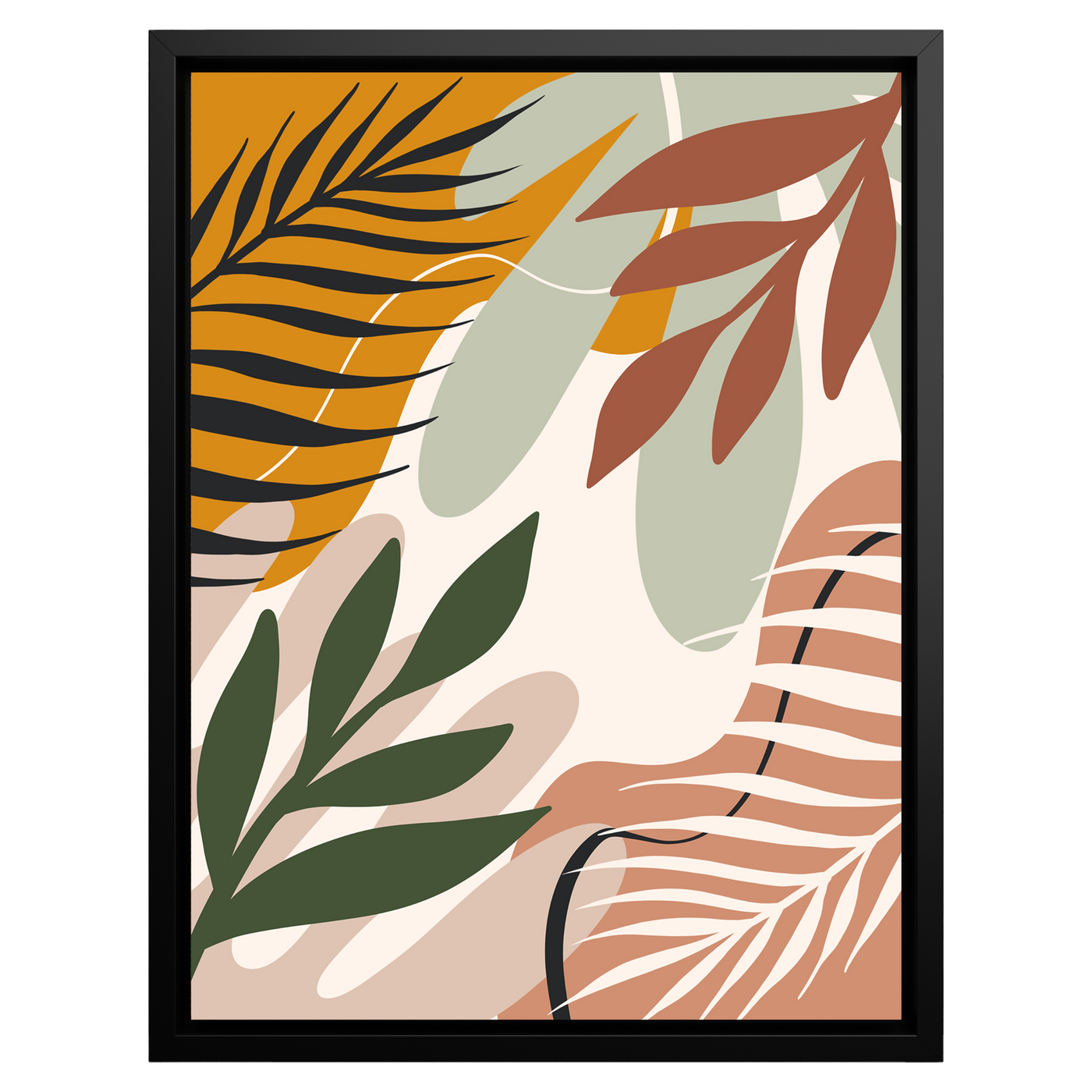 Leafy Whispers – Framed Canvas Wall Art